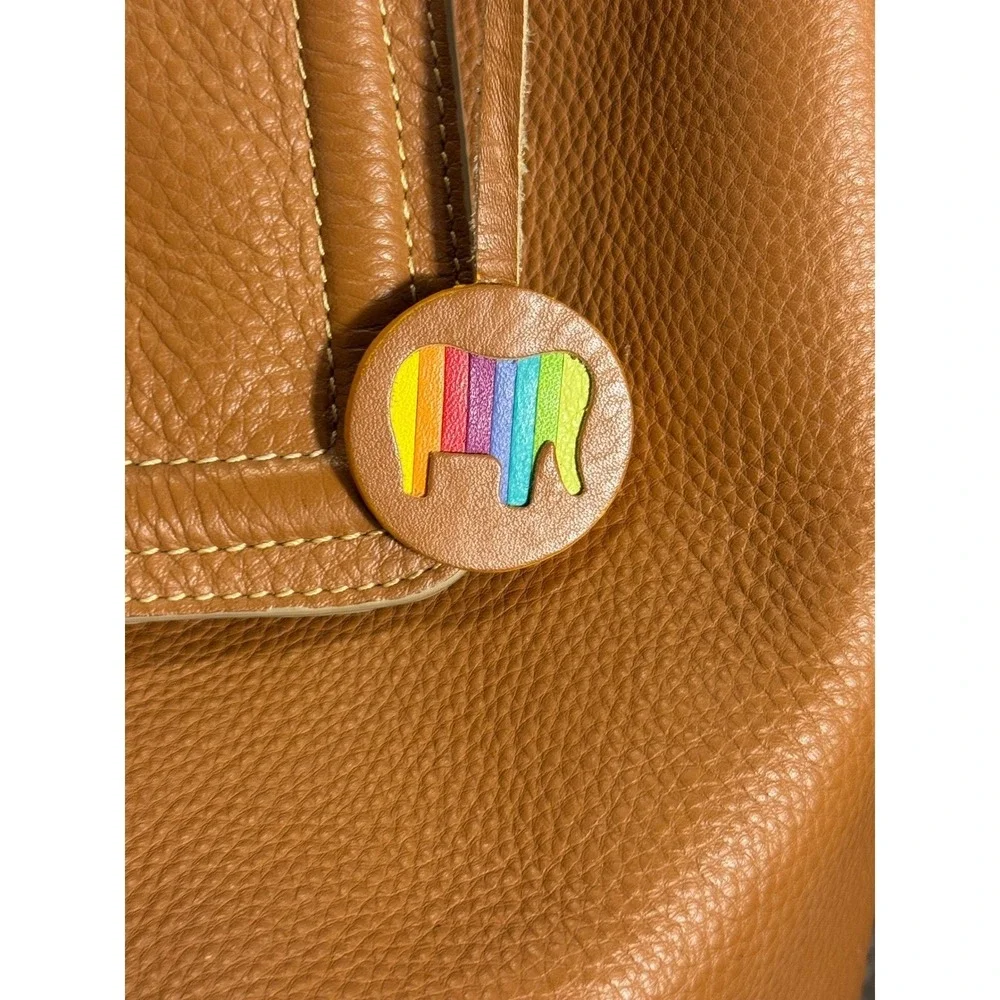 MyWalit Leather Brown  Backpack purse with orange trim Shoulder Bag‎ Italy